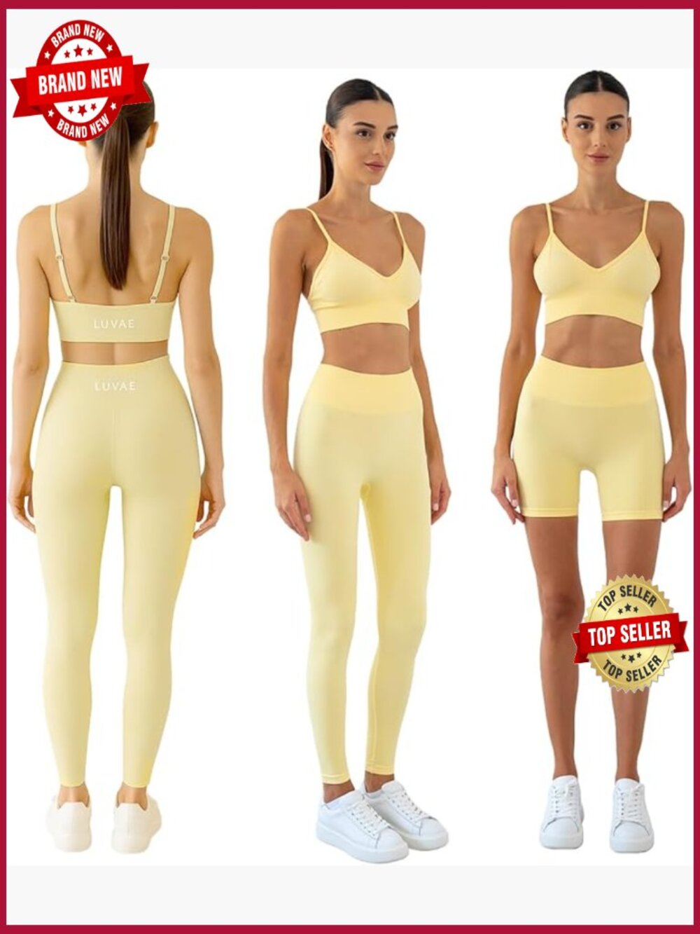3pc Seamless Biker Shorts Leggings Sports Bra Set Workout Gym Yoga